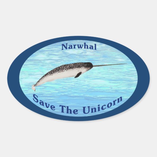 Sticker Ovale Narwhal - Sauvez La Licorne (Devant)