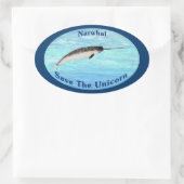 Sticker Ovale Narwhal - Sauvez La Licorne (Sac)