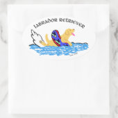Sticker Ovale Natation du Labrador jaune (Sac)