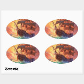 Sticker Ovale Navire À Voile Sur Une Mer Tempérée (Feuille)