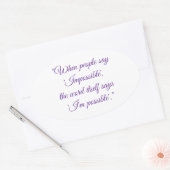Sticker Ovale Ne dites jamais impossible (Enveloppe)