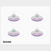 Sticker Ovale Né pour voyager mignon alien & soucoupe volante (Feuille)