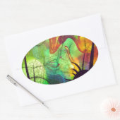 Sticker Ovale Nebula peinte - Opale de feu Abstrait (Enveloppe)