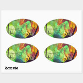 Sticker Ovale Nebula peinte - Opale de feu Abstrait (Feuille)