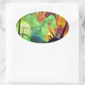 Sticker Ovale Nebula peinte - Opale de feu Abstrait (Sac)