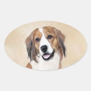 Sticker Ovale Nederlandse Kooikerhondje Peinture - Chien Art