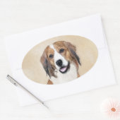 Sticker Ovale Nederlandse Kooikerhondje Peinture - Chien Art (Enveloppe)