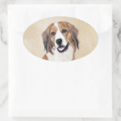 Sticker Ovale Nederlandse Kooikerhondje Peinture - Chien Art (Sac)