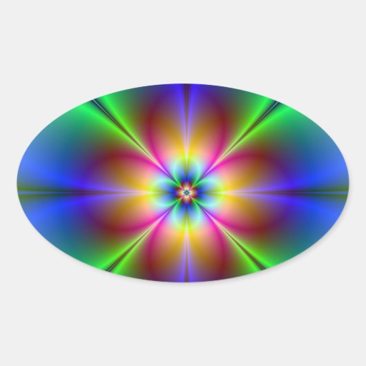 Sticker Ovale Neon Daisy coloré (Devant)