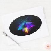 Sticker Ovale Neon Firefly sur noir (Enveloppe)