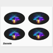 Sticker Ovale Neon Firefly sur noir (Feuille)