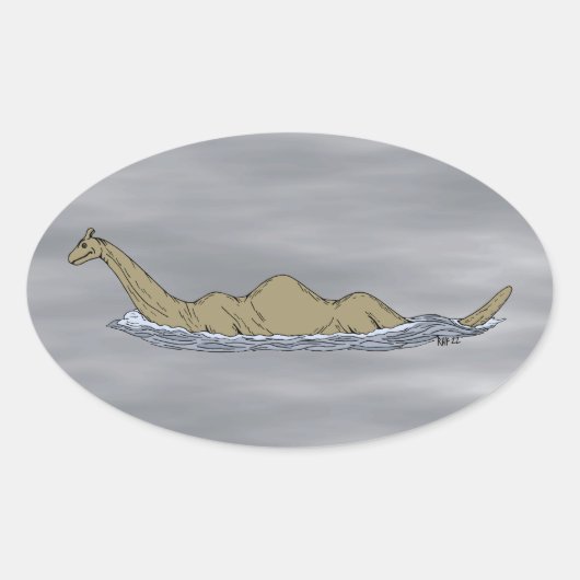 Sticker Ovale Nessie le monstre Loch Ness (Devant)