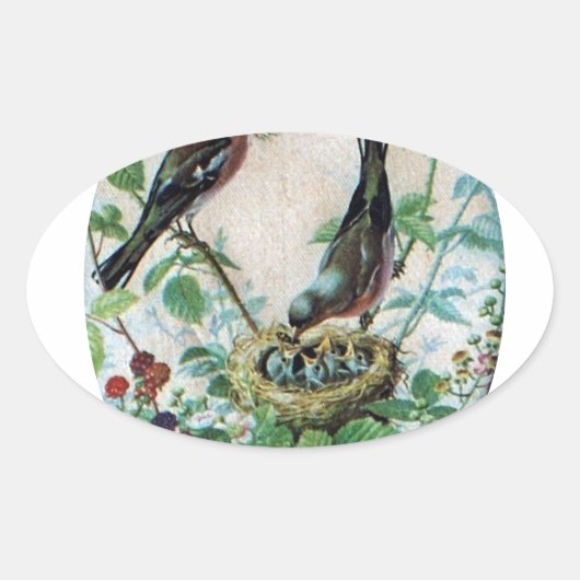 Sticker Ovale Nest of Joy : L'amour du jeune esprit nourdissant (Devant)