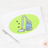 Sticker Ovale Nettoyeur de vide avec coeur (Enveloppe)
