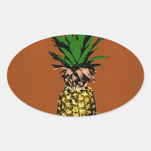 Sticker Ovale Newsprint ananas (Devant)
