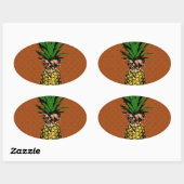 Sticker Ovale Newsprint ananas (Feuille)