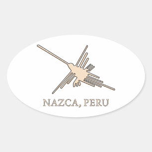 Sticker Ovale Newsprint de Nazca Hummingbird