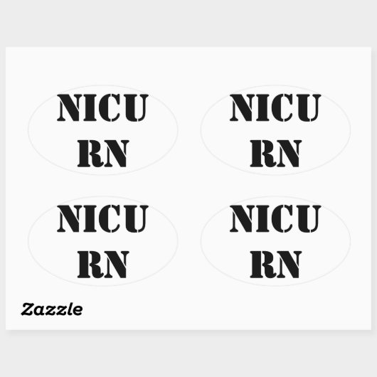 STICKER OVALE NICU RN (Feuille)