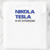 Sticker Ovale Nikola Tesla est mon super-héros (Sac)