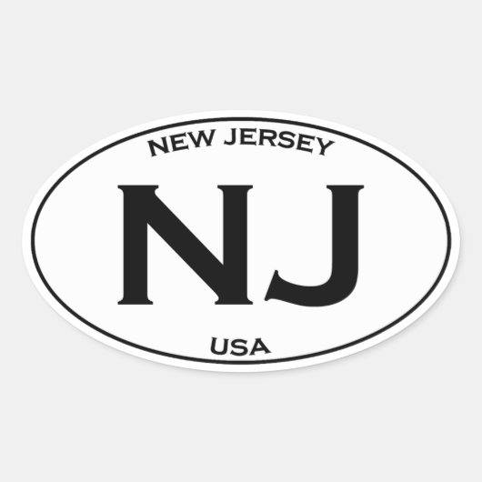 Sticker Ovale NJ - New Jersey USA Oval Logo (Devant)