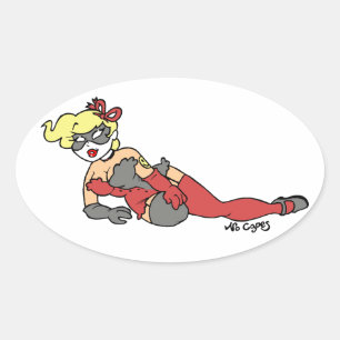 Sticker Ovale No Capes V Superhero/Supervillain pin-up autocolla