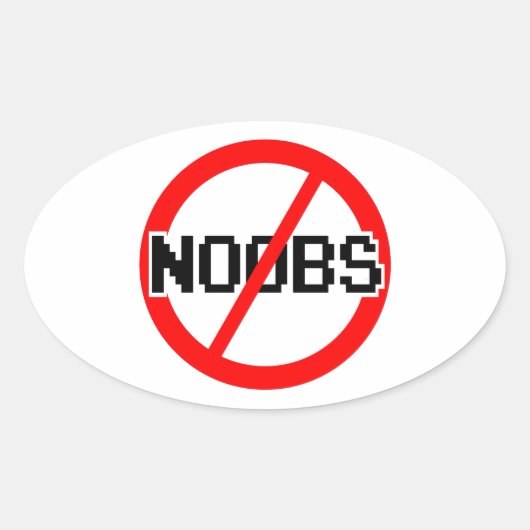 Sticker Ovale NO NOOBS - geek/hacker/pc/code singe (Devant)