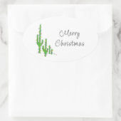 Sticker Ovale Noël Cactus Désert Sud-Ouest (Sac)