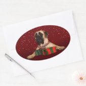 Sticker Ovale Noël Mastiff (Enveloppe)