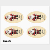 Sticker Ovale Noël Retro Père Noël (Feuille)