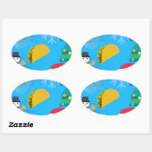 Sticker Ovale noël taco emoji (Feuille)