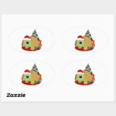 Sticker Ovale Noël - Tortue (Feuille)