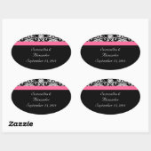 Sticker Ovale Noir avec Pink Passion Damas (Feuille)