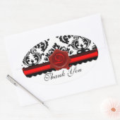 STICKER OVALE NOIR BLANC DOMMASQUE SCEAU DE CIRE ROUGE MONOGRAMM (Enveloppe)