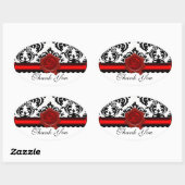 STICKER OVALE NOIR BLANC DOMMASQUE SCEAU DE CIRE ROUGE MONOGRAMM (Feuille)