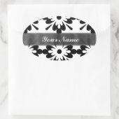 Sticker Ovale Noir & blanc moderne damas (Sac)