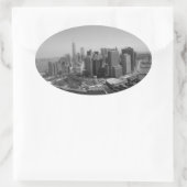 Sticker Ovale Noir blanc New York City Skyline (Sac)