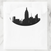 Sticker Ovale Noir blanc New York Silhouette (Sac)