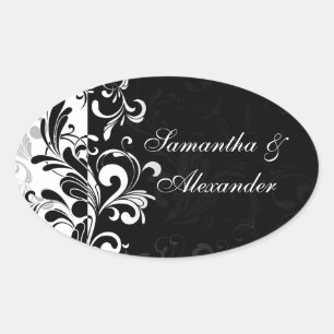 Sticker Ovale Noir et blanc contemporain