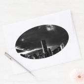 Sticker Ovale Noir et blanc New York City (Enveloppe)