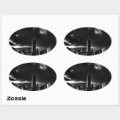 Sticker Ovale Noir et blanc New York City (Feuille)