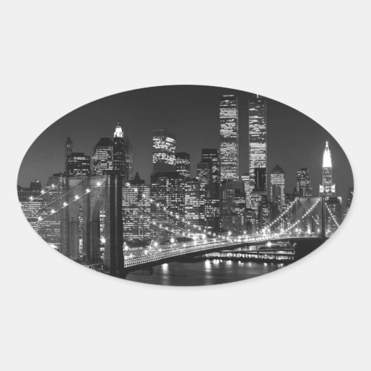 Sticker Ovale Noir et blanc New York City (Devant)