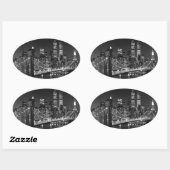 Sticker Ovale Noir et blanc New York City (Feuille)