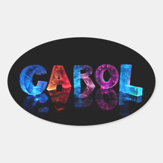 Sticker Ovale Nom Carol en lumières 3D (Devant)