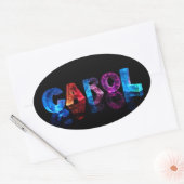 Sticker Ovale Nom Carol en lumières 3D (Enveloppe)