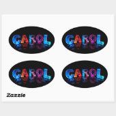 Sticker Ovale Nom Carol en lumières 3D (Feuille)