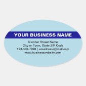 Sticker Ovale Nom commercial en surbrillance sur le bleu clair (Devant)