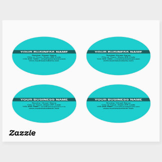 Sticker Ovale Nom commercial en surbrillance sur Turquoise Green