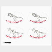 Sticker Ovale Nom de dinosaure personnalisé (Feuille)
