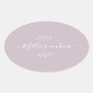 Sticker Ovale Nom de script de la petite entreprise moderne Étiq