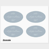 Sticker Ovale Nom de script moderne Simple Dusty Bleu Rustique (Feuille)